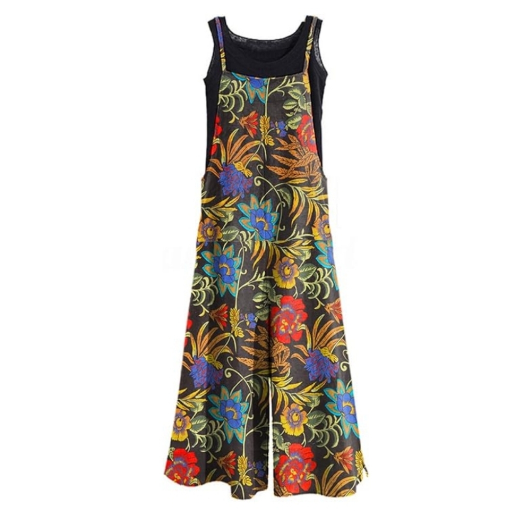 NWT Casual Loose Bib Overalls Baggy Linen Jumpsuit Romper